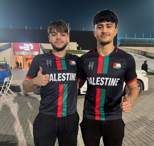 Striped Black Football Shirt, English Writing - Regular Fit