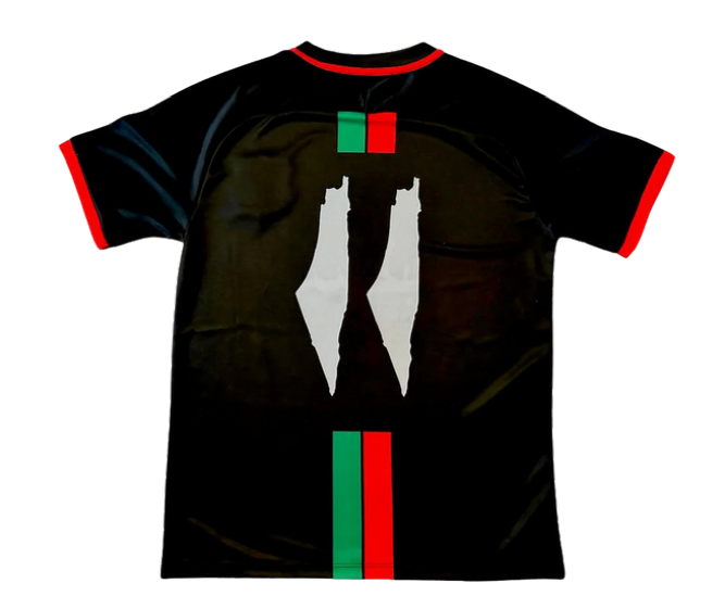 Striped Black Football Shirt, Arabic Writing - Regular Fit