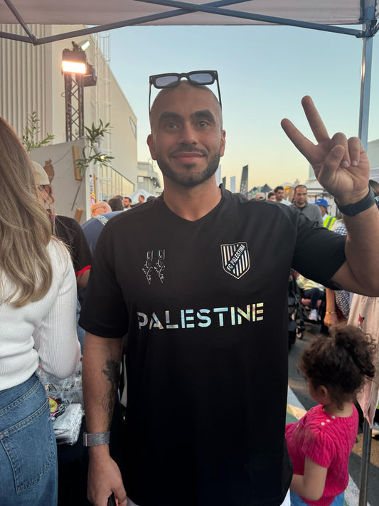 Holographic Black Football Shirt, English Writing - Regular Fit