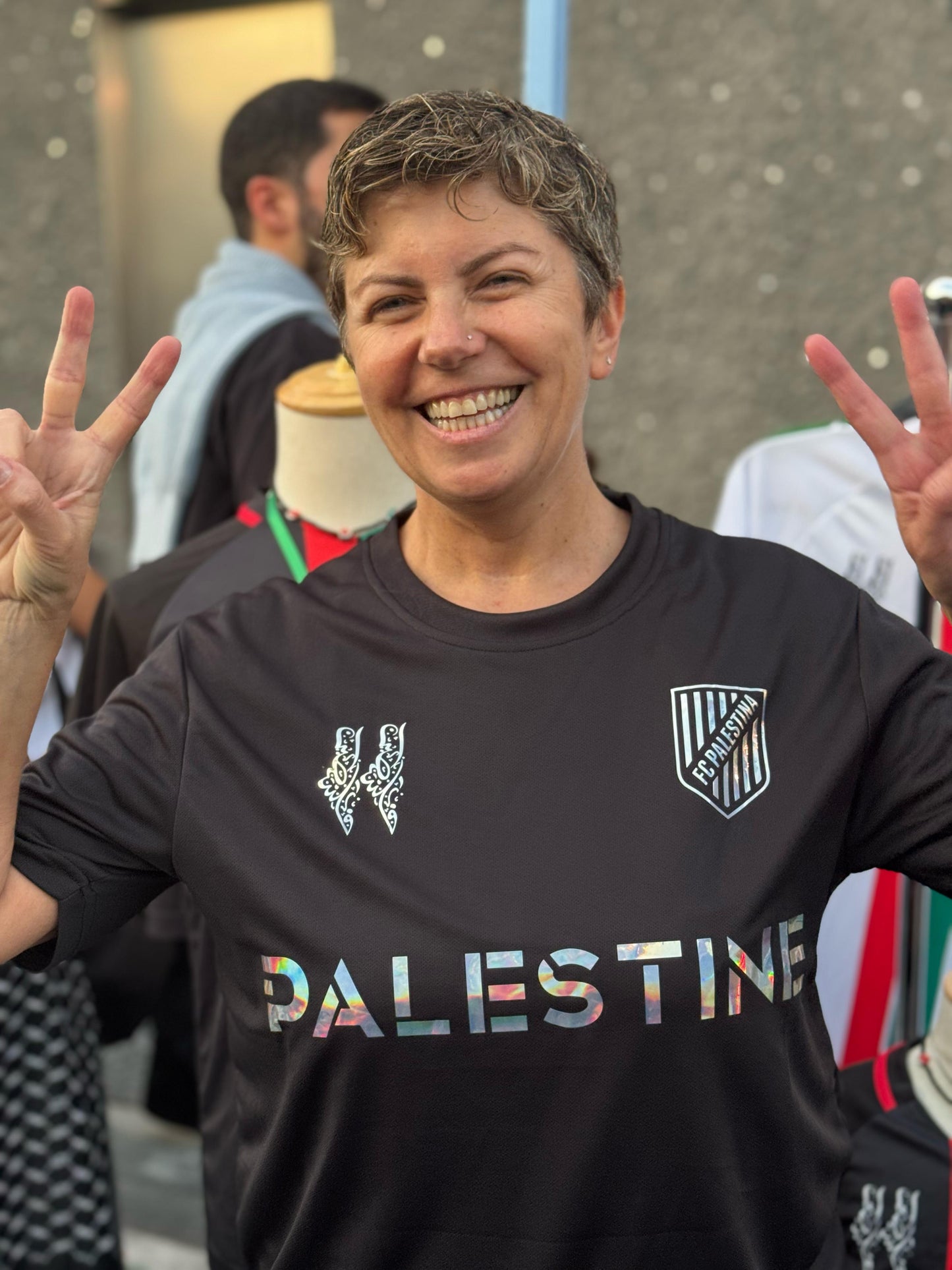 Holographic Black Football Shirt, English Writing - Regular Fit