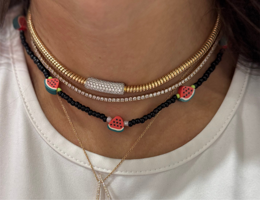 Watermelon Beaded Choker – Black Edition