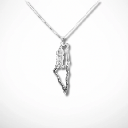 Palestine Map Outline With Handla Charm Necklace