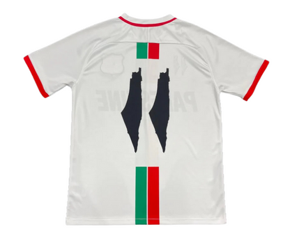 Striped White Football Shirt, English Writing - Regular Fit