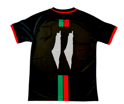 Striped Black Football Shirt, Arabic Writing - Regular Fit