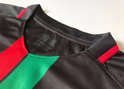 Striped Black Football Shirt, English Writing - Regular Fit