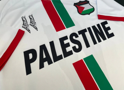 Striped White Football Shirt, English Writing - Regular Fit