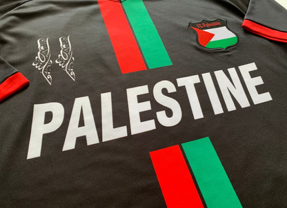 Striped Black Football Shirt, English Writing - Regular Fit