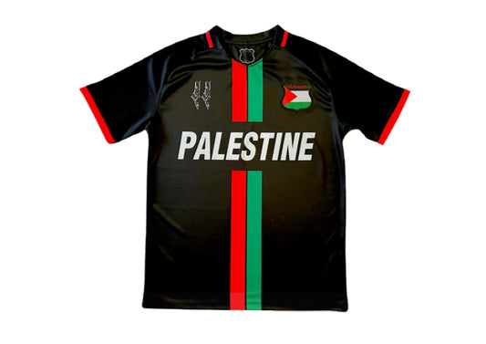 Striped Black Football Shirt, English Writing - Regular Fit