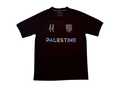 Holographic Black Football Shirt, English Writing - Regular Fit