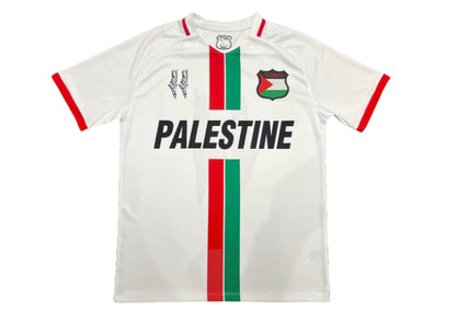 Striped White Football Shirt, English Writing - Regular Fit